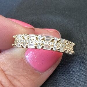 Eternity Band Ring Baguette Round‎ Cut Gold Tone Statement Ring